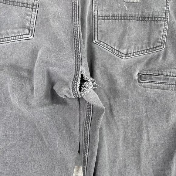 Carhartt Carpenter Pants Grey Cotton Canvas Relaxed Fit White Logo Distressed - Picture 7 of 7